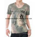 Dye effet mode v cou imprimé haut qualité hommes t-shirt